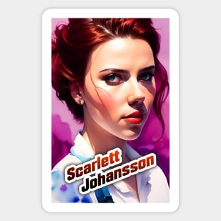 scarlett ingrid johansson watercolor hand drawing graphic design and illustration by ironpalette Sticker